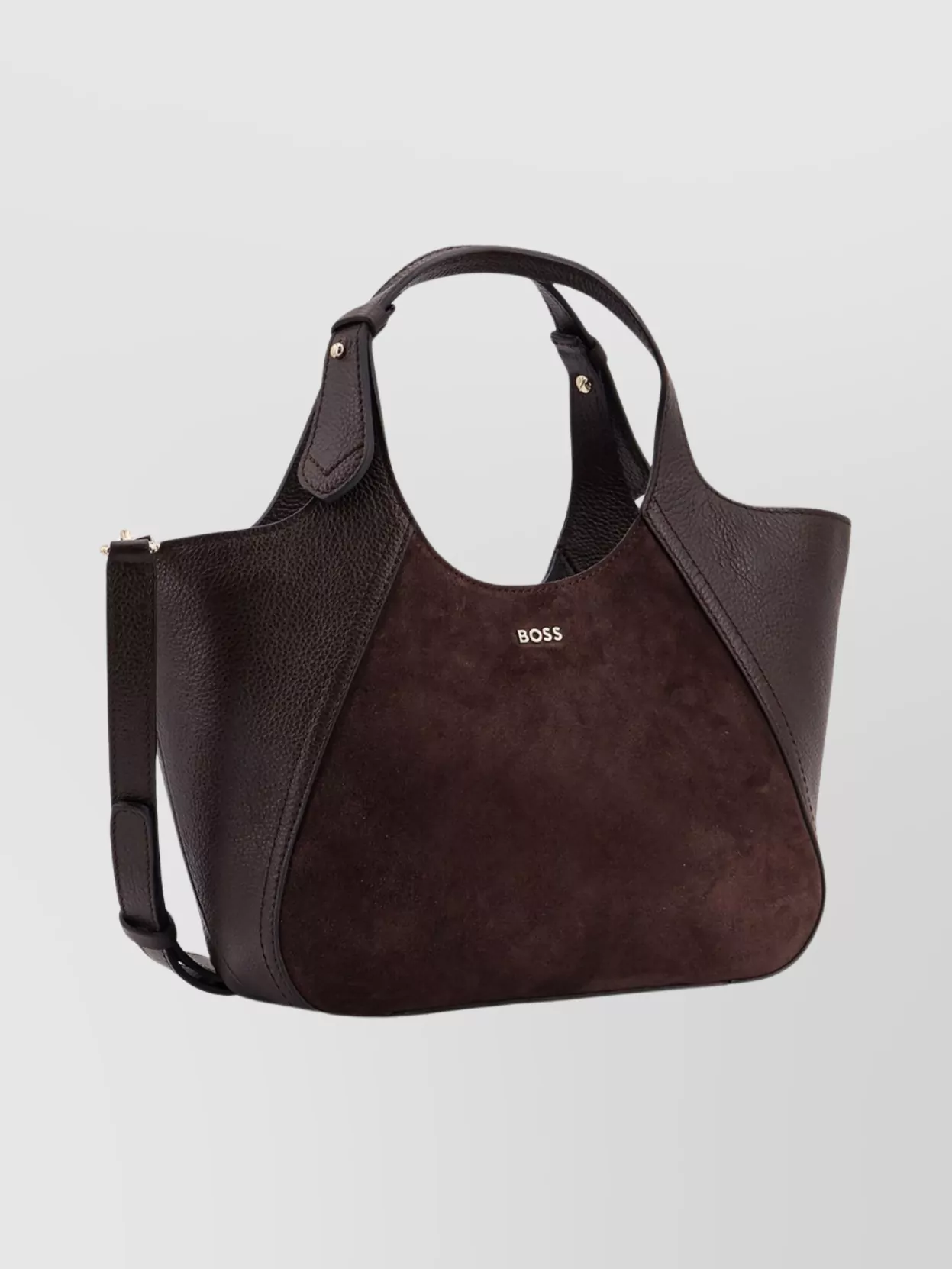Boss Suede Leather Shoulder Bag And Handles