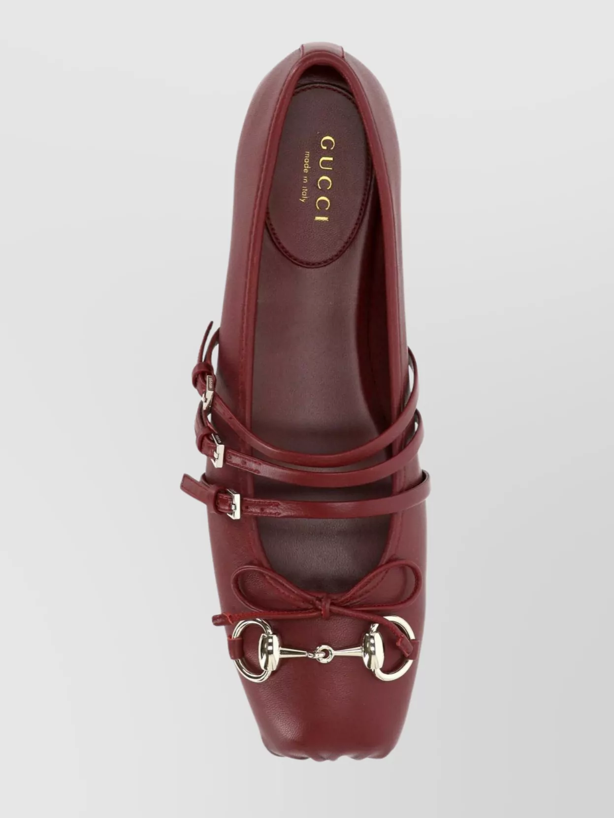 Gucci Lamb Leather Strappy Ballerinas In Red
