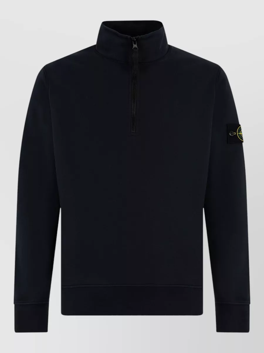 Stone Island Cotton Zip-Up High-Collar Sweatshirt