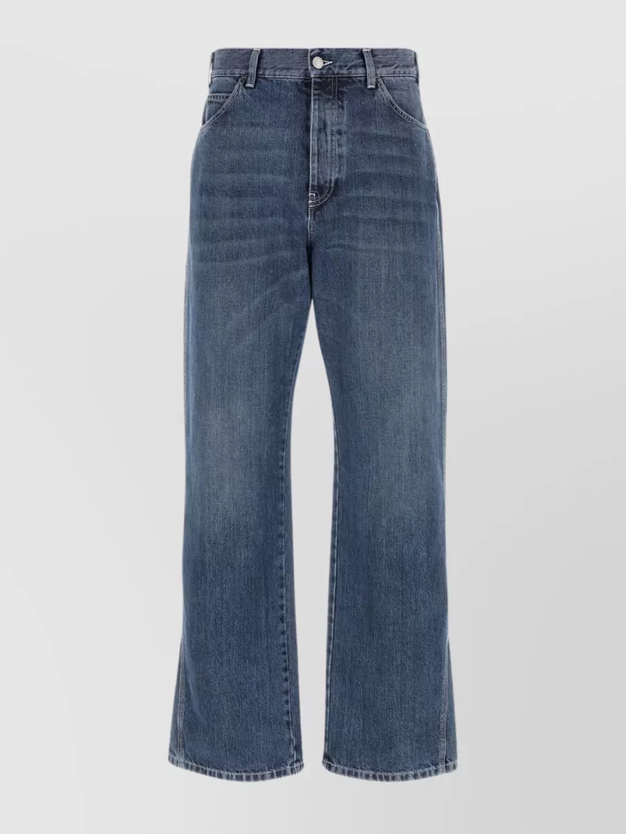 Shop Alexander Mcqueen Elevated High-waisted Wide-leg Denim Trousers In Blue