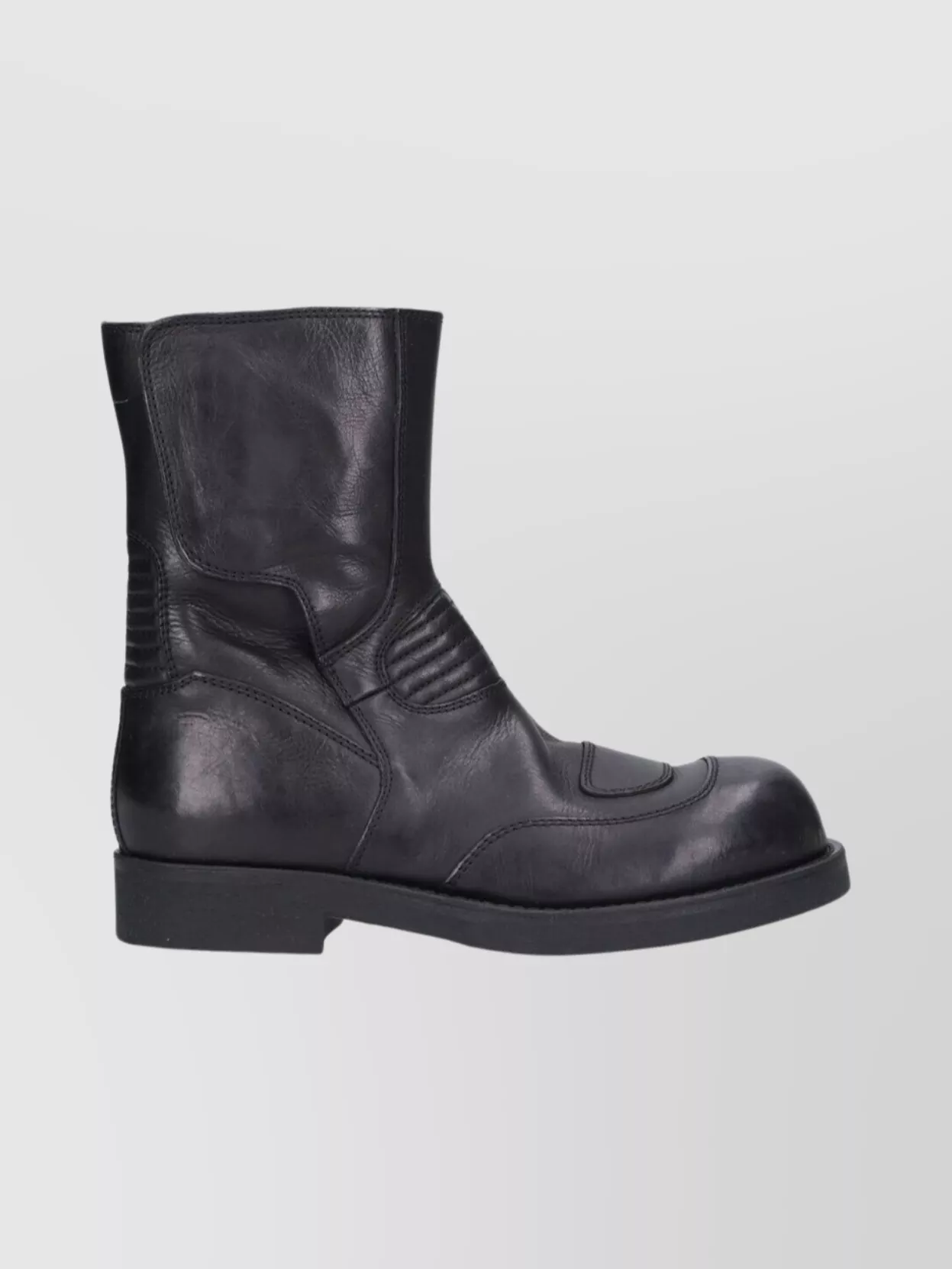 Mm6 Maison Margiela Block Heel Mid-calf Ribbed Ankle Boots In Black