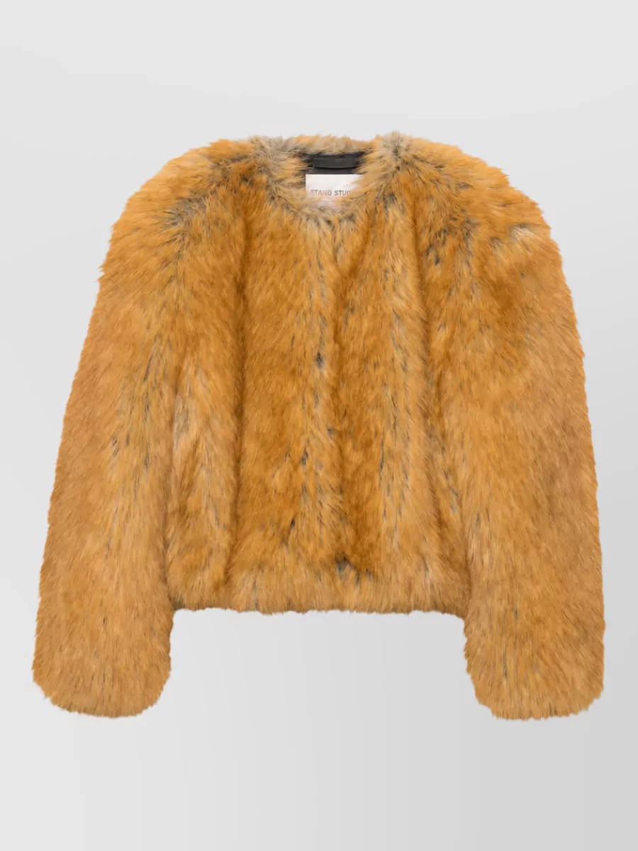 Stand Studio Crewneck faux fur jacket