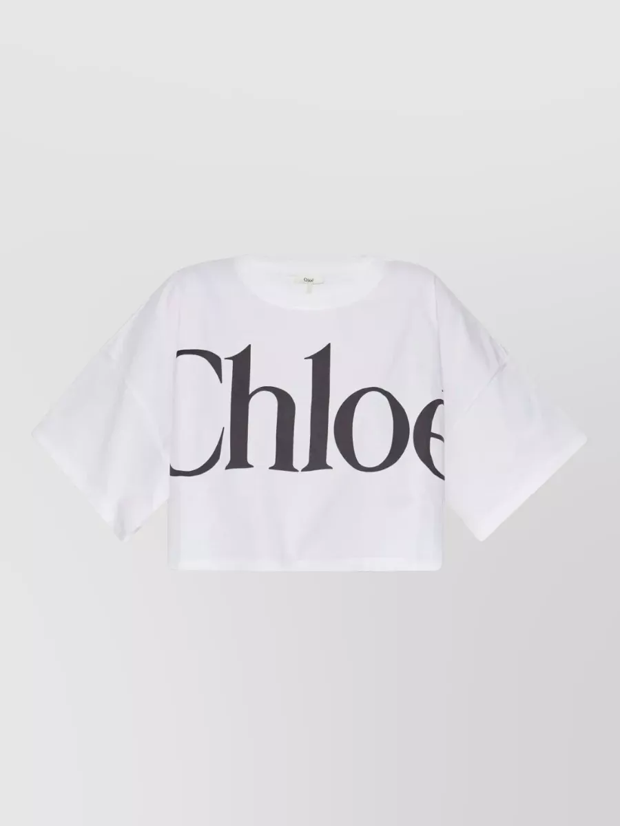 Chloé Logo Oversized Cropped Crew Neck Short Sleeve T-Shirt