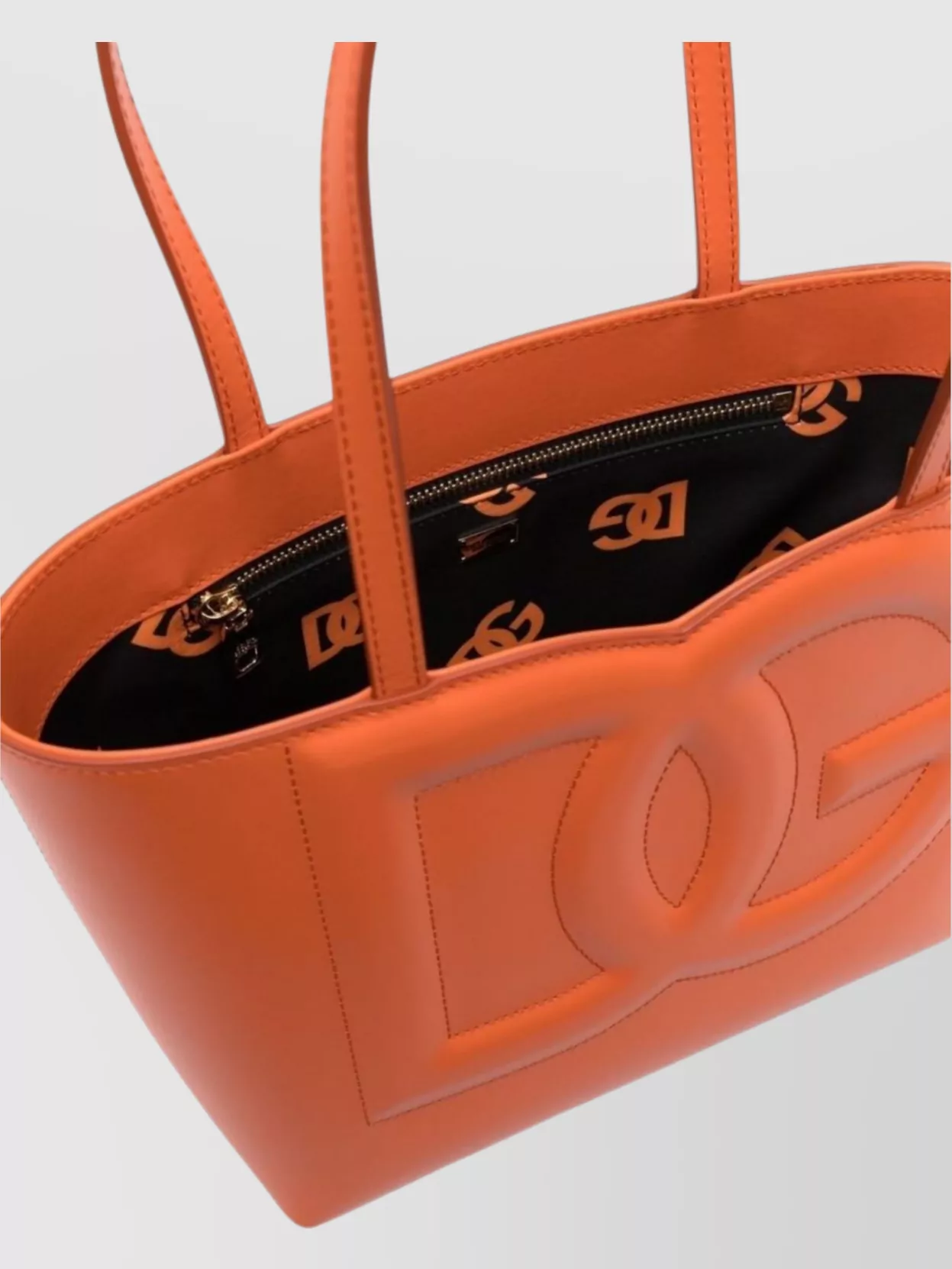 Dolce & Gabbana Compact Leather Tote Bag In Orange