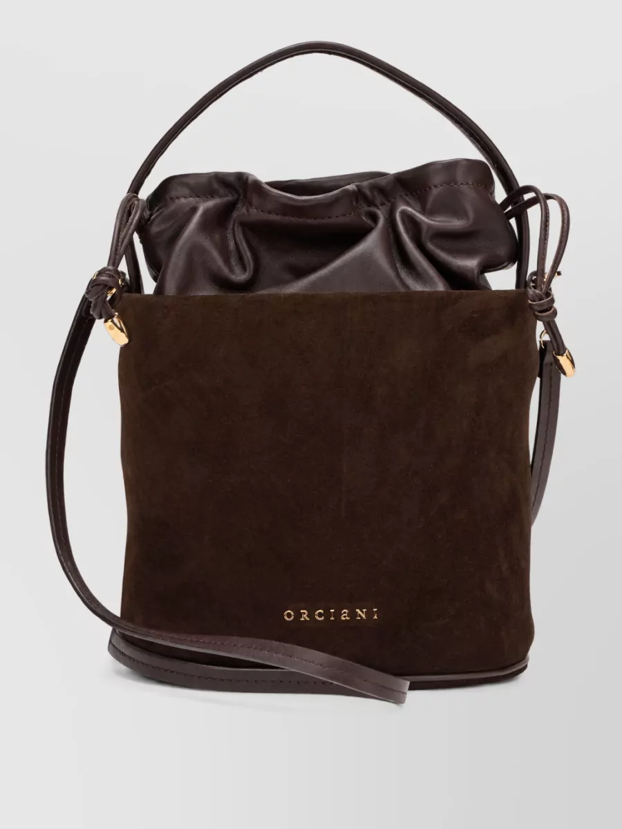 Orciani Leather Bucket Shoulder Bag In Brown