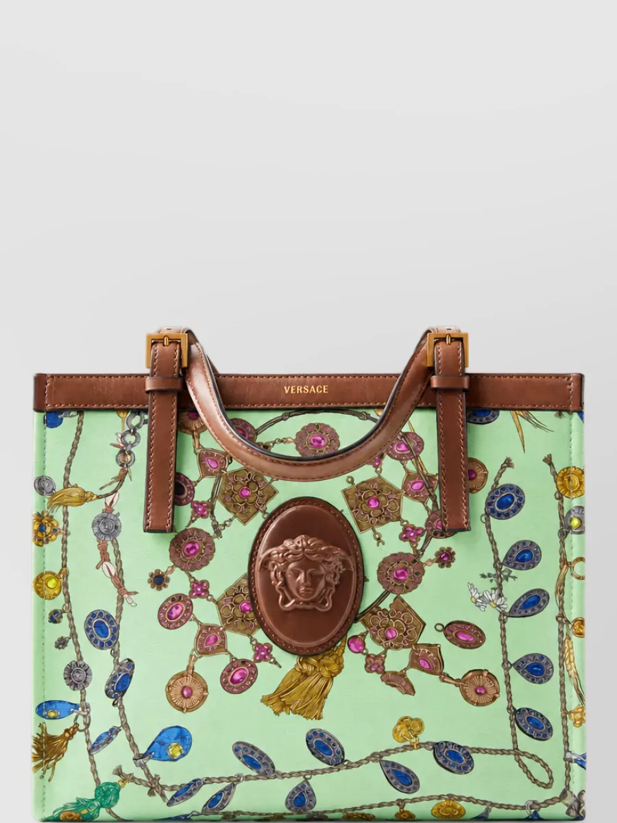 Versace Riviera Medium Canvas Printed Tote Bag