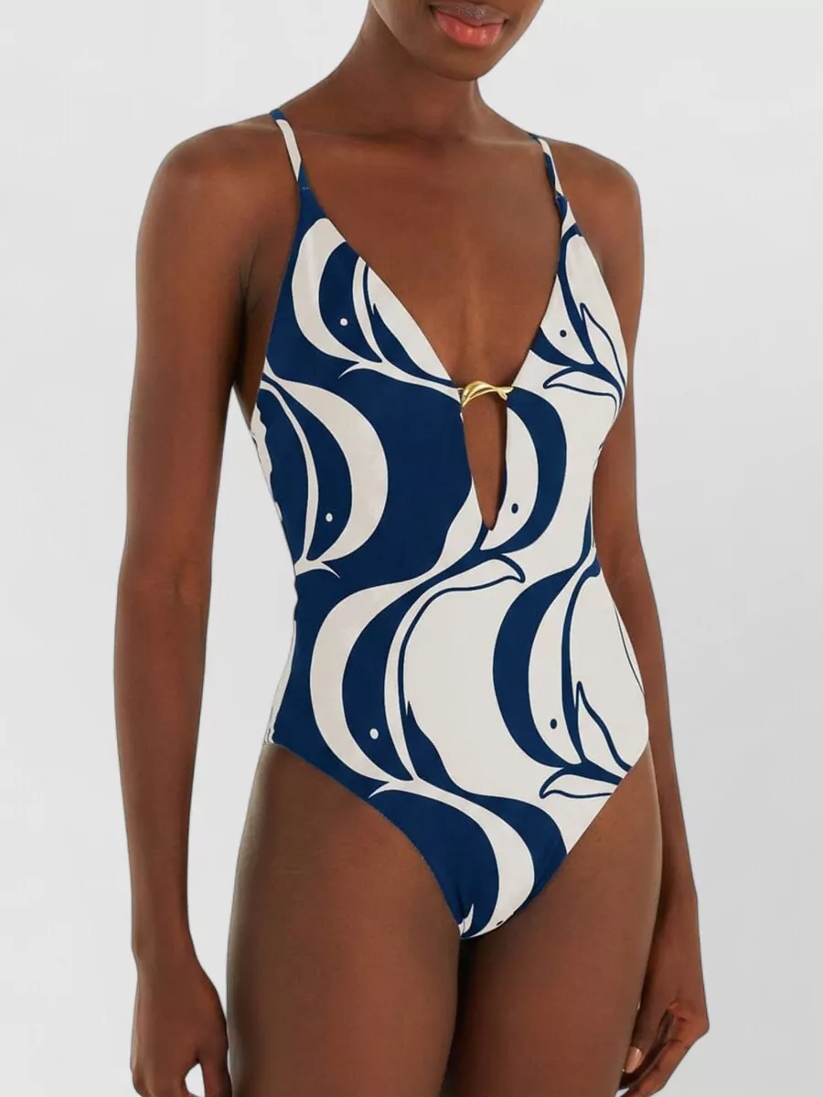 Farm Rio Printed V-Neck One-Piece Swimsuit