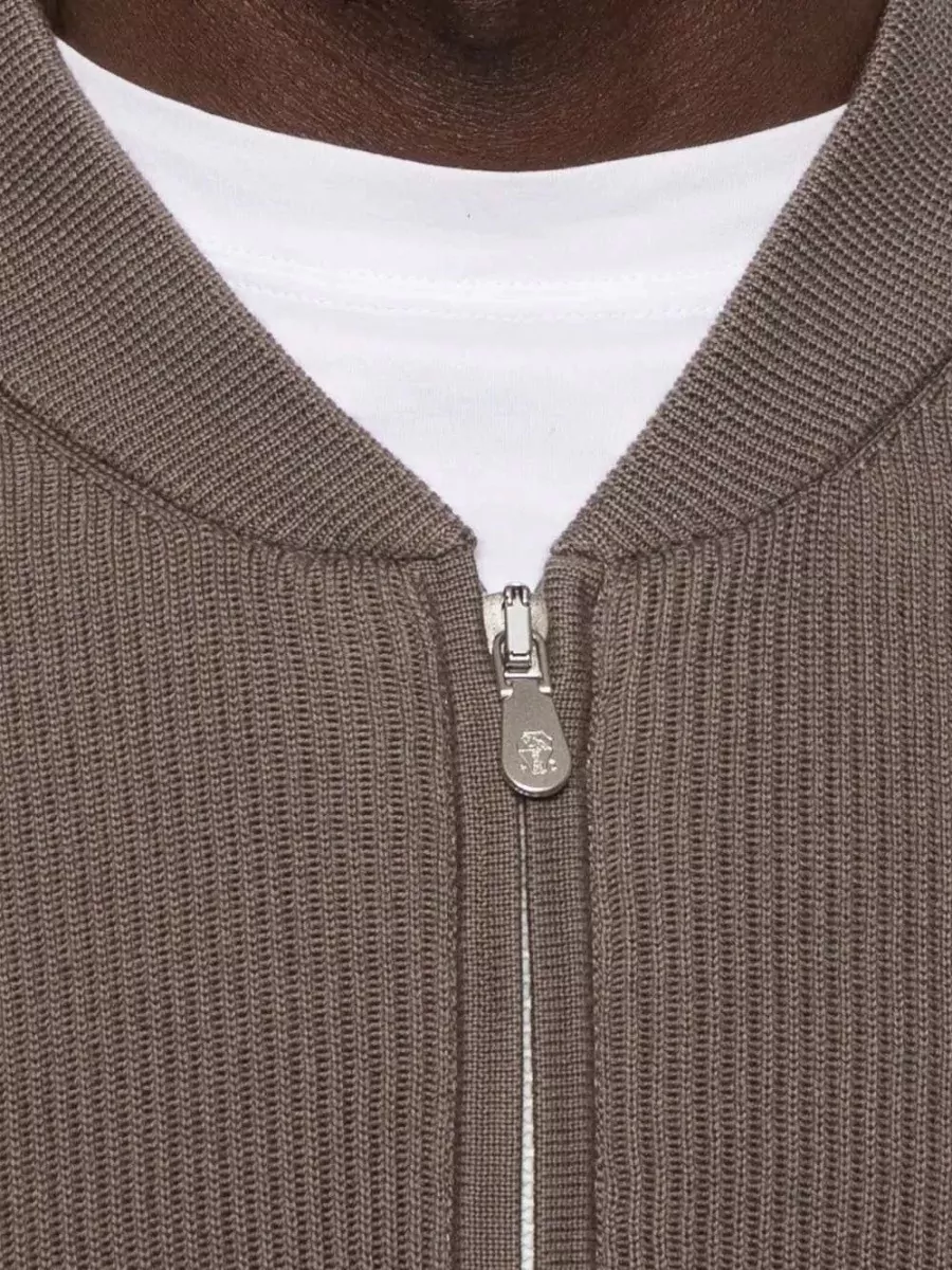 Brunello Cucinelli Ribbed Zip-Up Cardigan