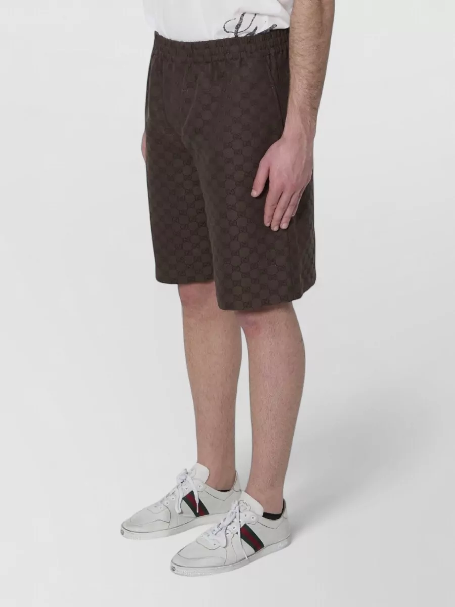 Gucci Linen Mid-Rise Wide-Leg Tailored Shorts