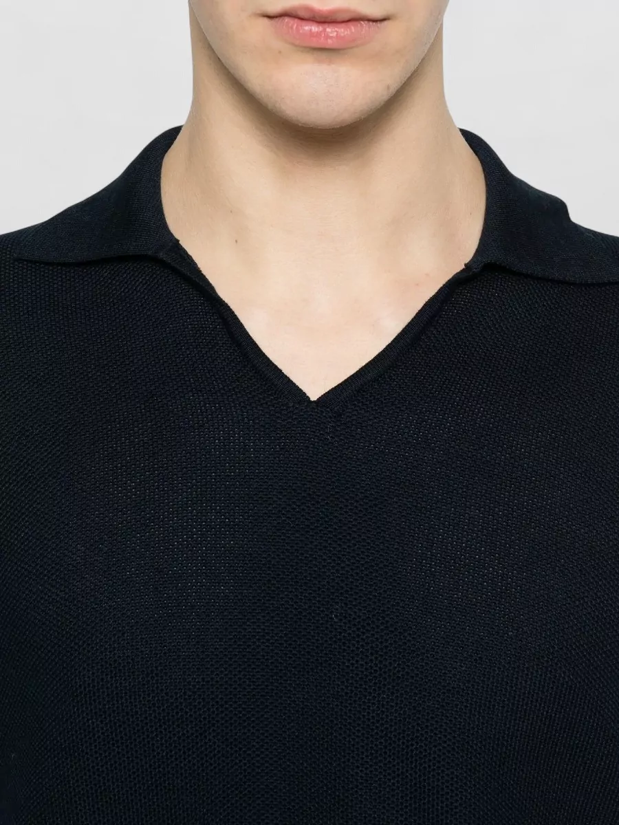 Woolrich Cotton Ribbed V-Neck Polo Shirt