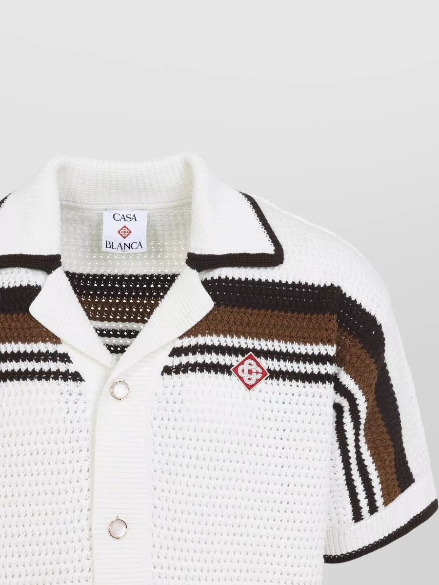 Casablanca Crochet-Knit Short-Sleeve Shirt