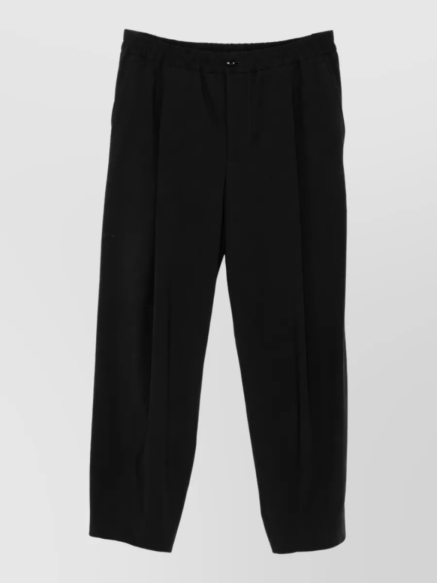 Giorgio Armani Wool Pleated Straight-Leg Tailored Trousers