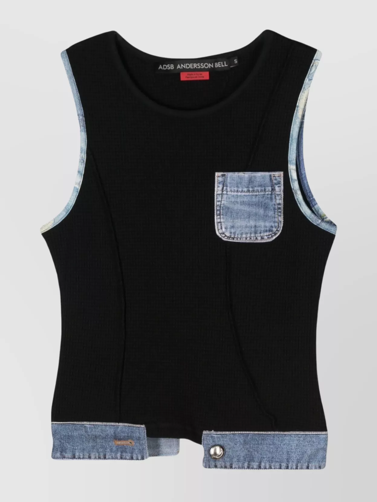 Shop Andersson Bell Denim Sleeveless Top With Ribbed Crew Neck