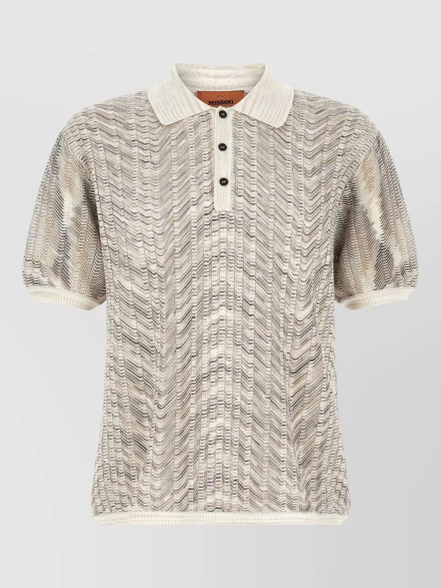 Missoni zigzag knit short-sleeve polo shirt