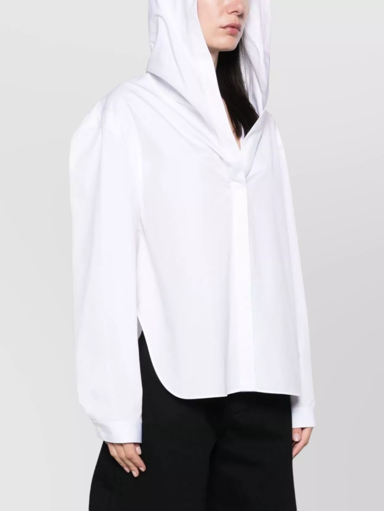 Alaïa Camicia Con Cappuccio In Popeline In White