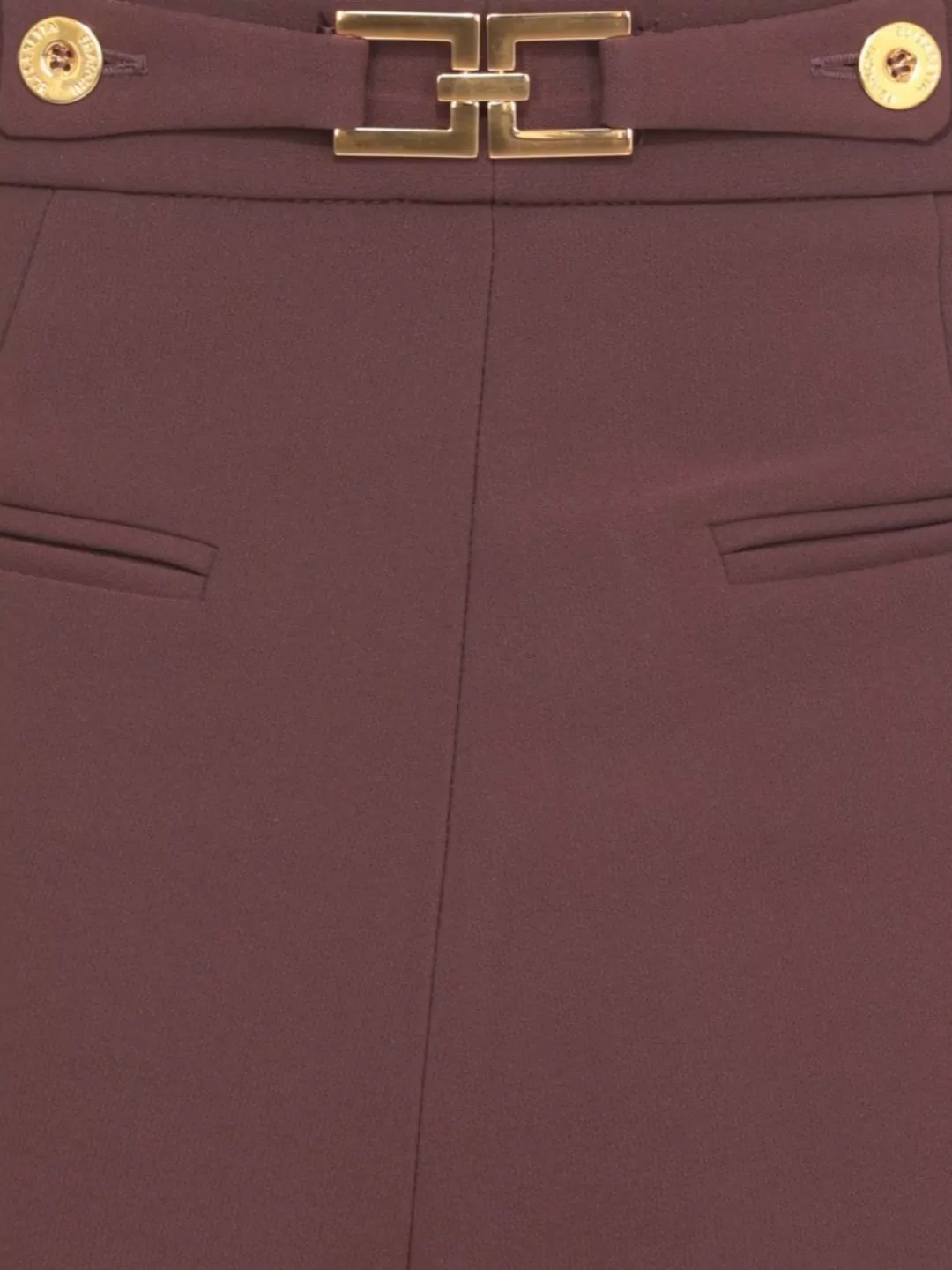 Elisabetta Franchi High Waist Wide Leg Trousers With Pockets In Brown