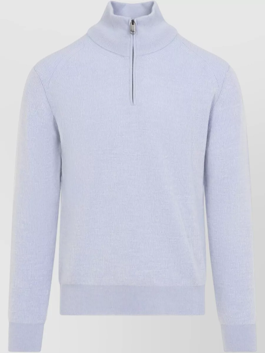 Brioni Ribbed Cashmere Half-Zip Sweater