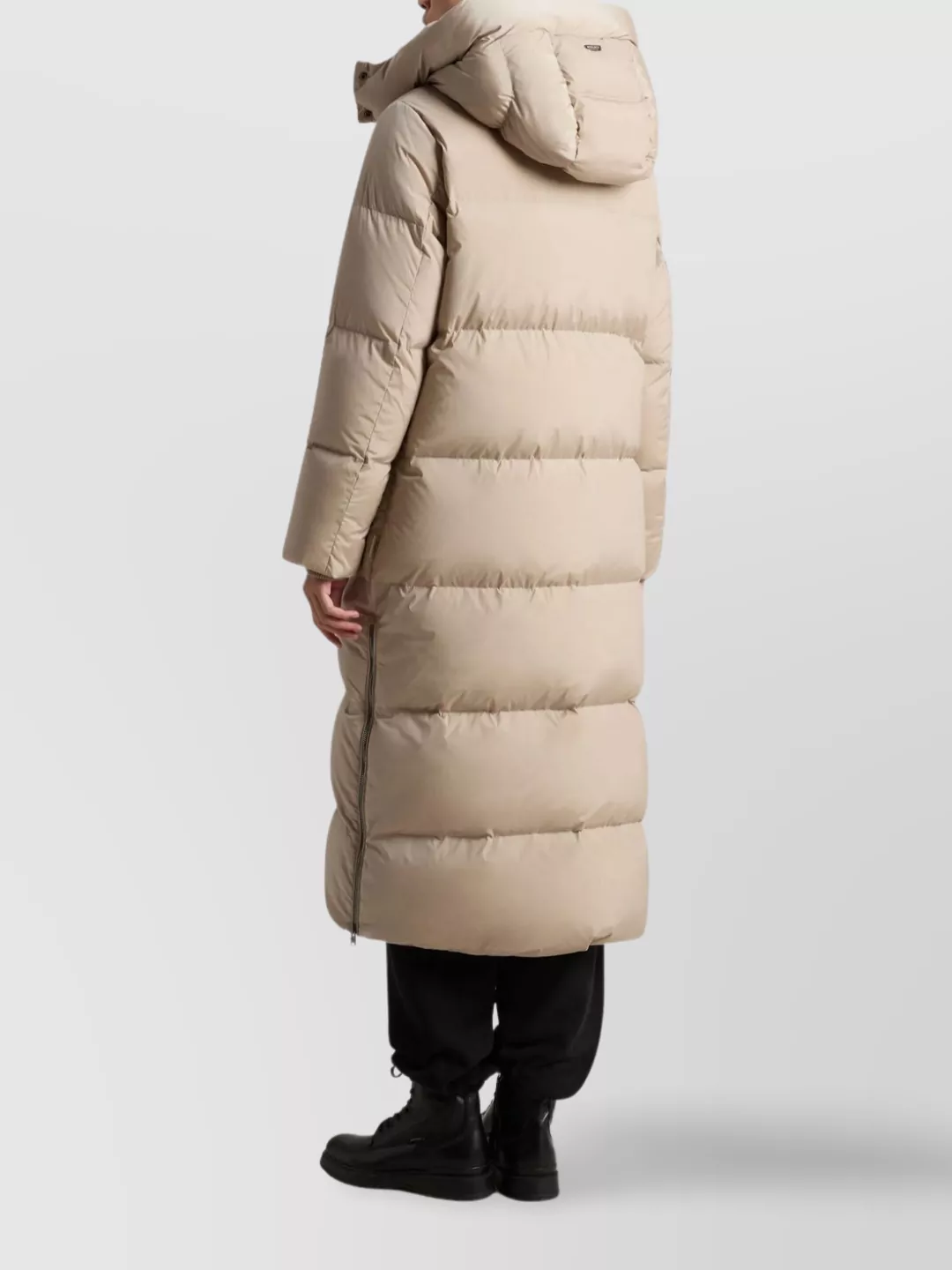 Woolrich Long Parka With High Collar And Hood In Neutral