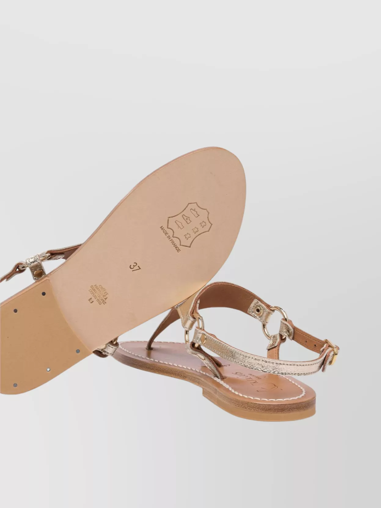 K. Jacques Metallic Buckle Flat Sandals Open Toe