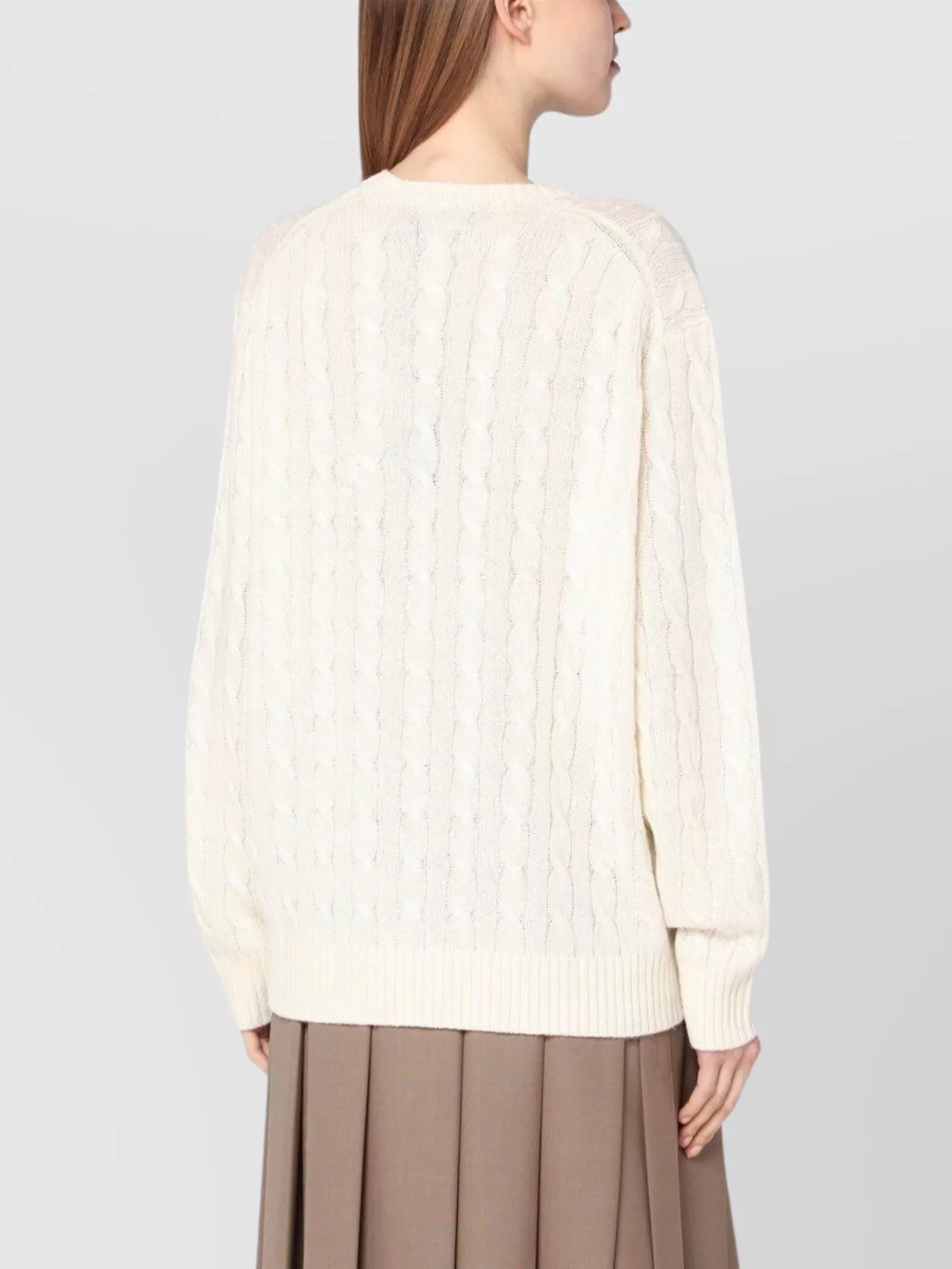 Polo Ralph Lauren Cream-colored Cable-knit Sweater In Wool And Cashmere In Neutral