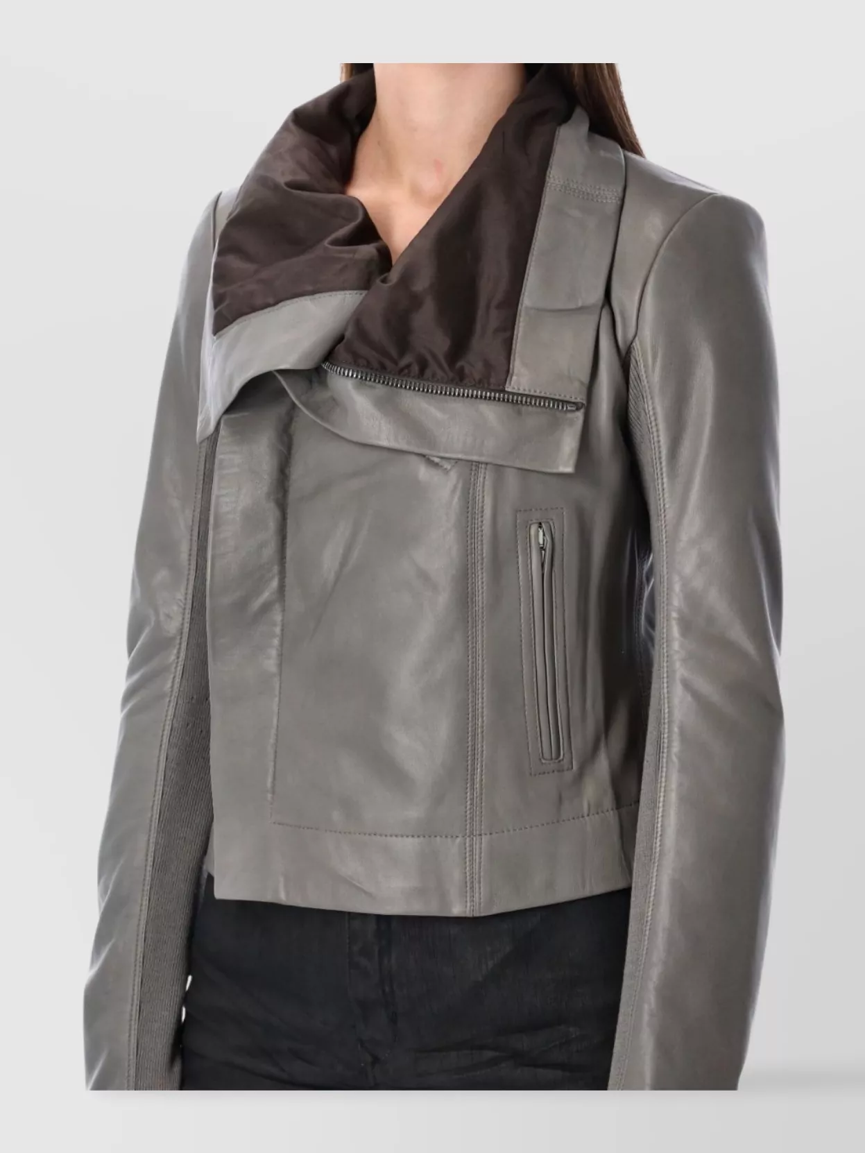 Rick Owens Biker Jacket With Long Sleeves And Collar