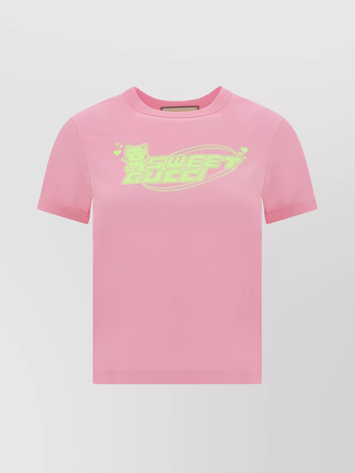 Gucci Cotton Graphic Print T-shirt Slim Fit In Pink