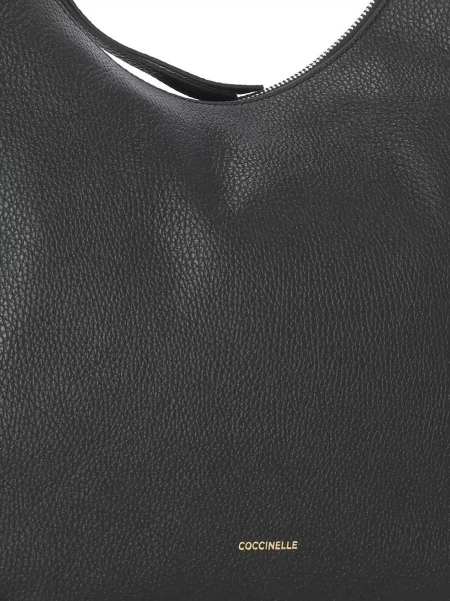 Coccinelle Pebbled Leather Shoulder Bag Removable Strap Handle