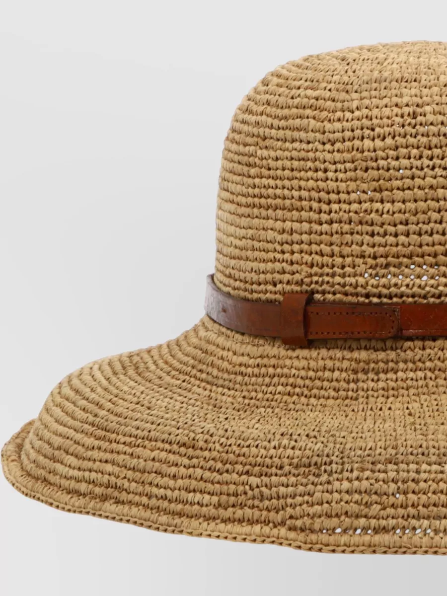 Ibeliv Wide Brim Hats Woven Texture Leather Band