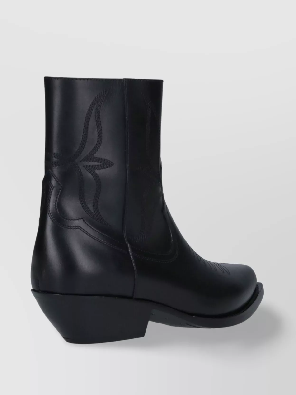 Celine Pointed Toe Cuban Heel Ankle Boots With Embroidered Detail