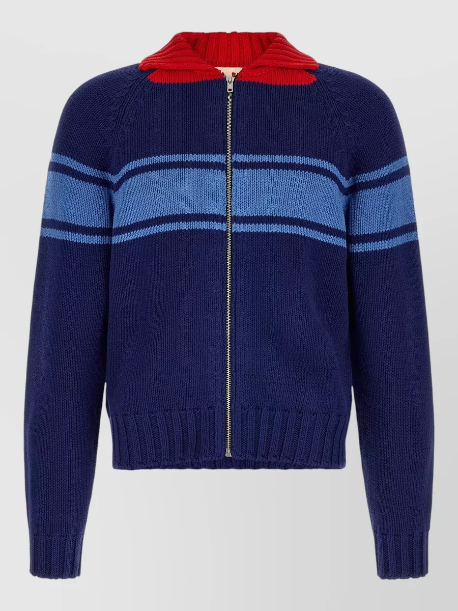 Marni Cotton color block zip up cardigan