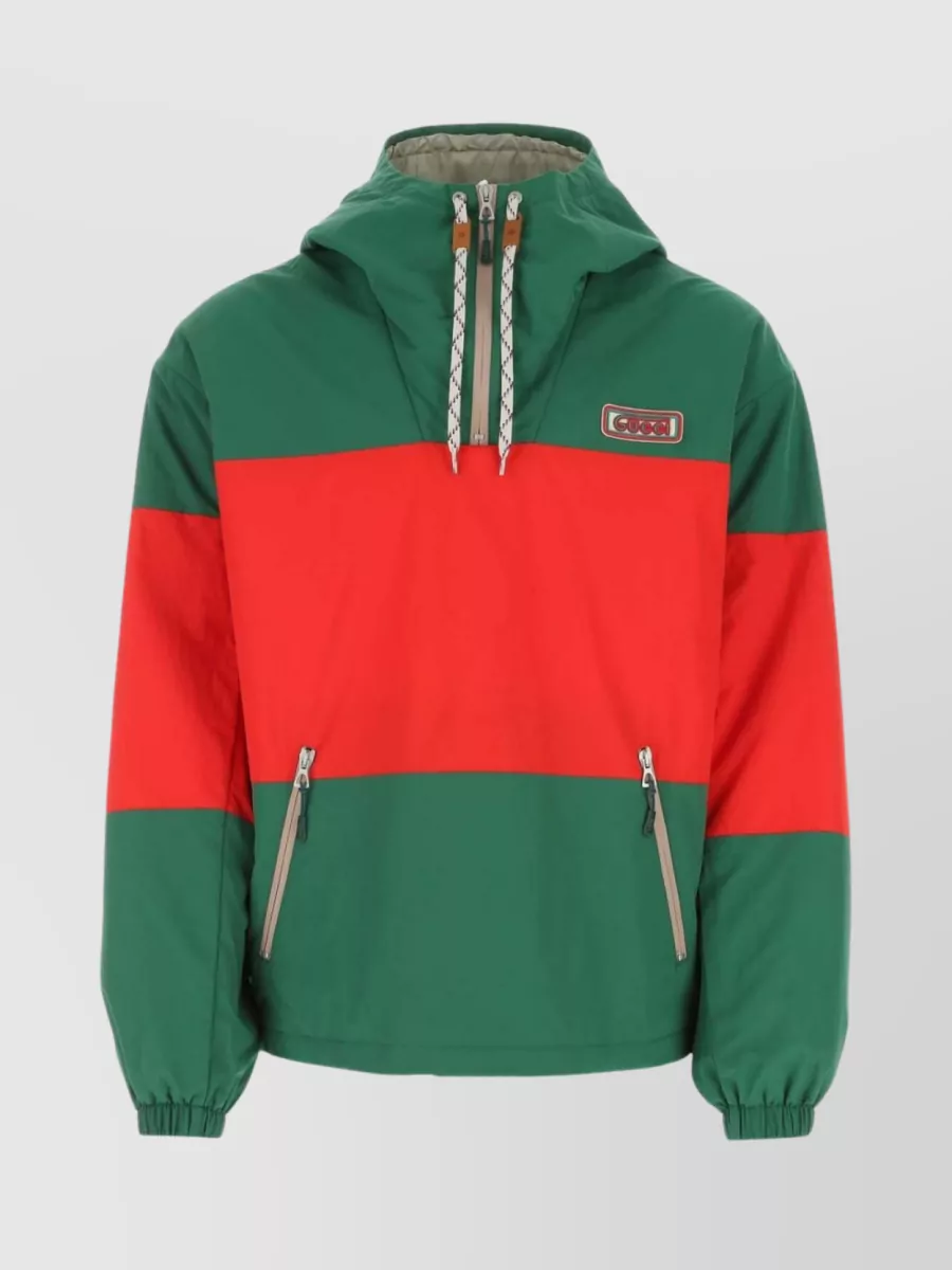 Shop Gucci Oversized Hooded Nylon Jacket In Red