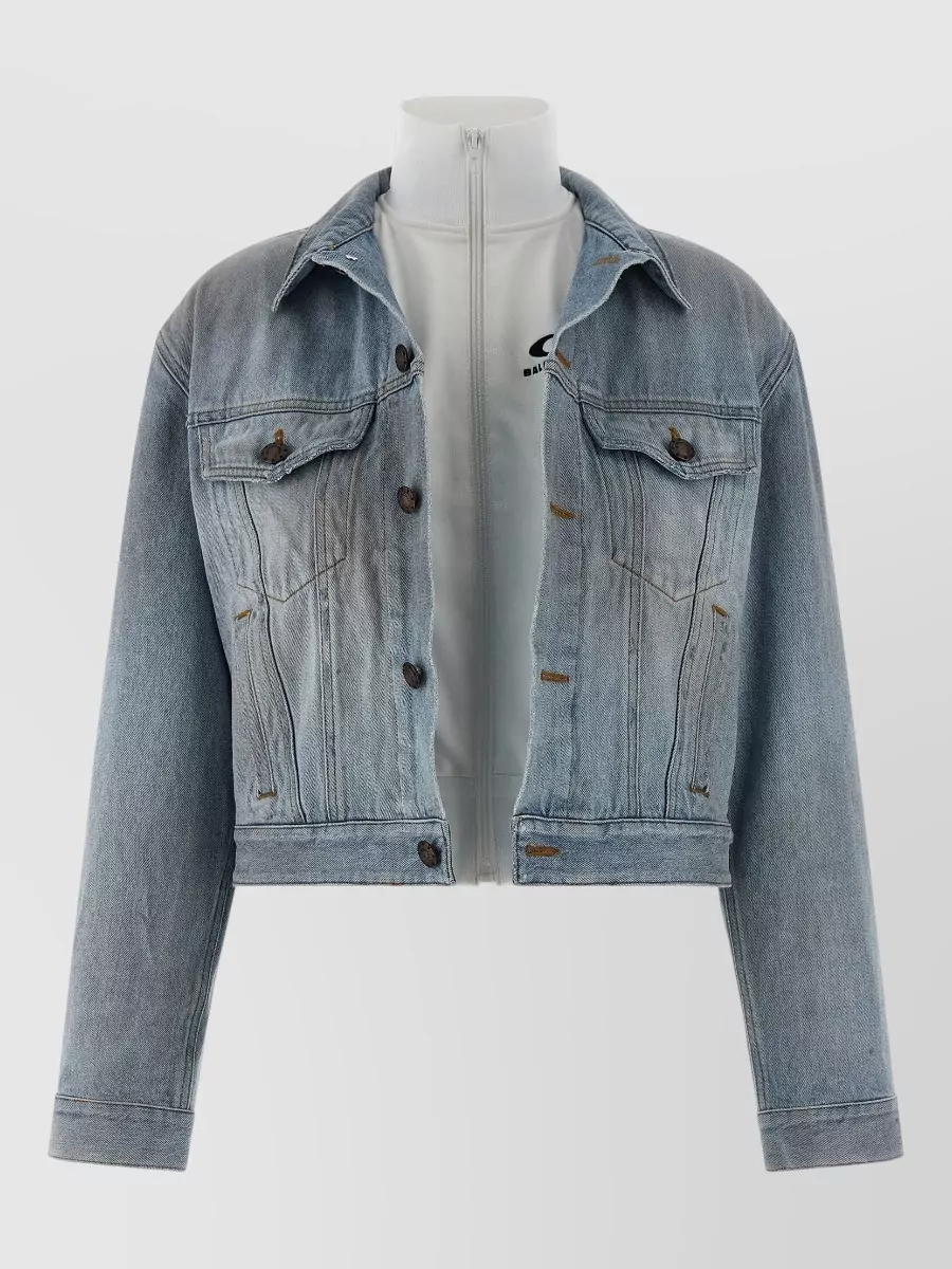 Balenciaga denim cropped double layer jacket