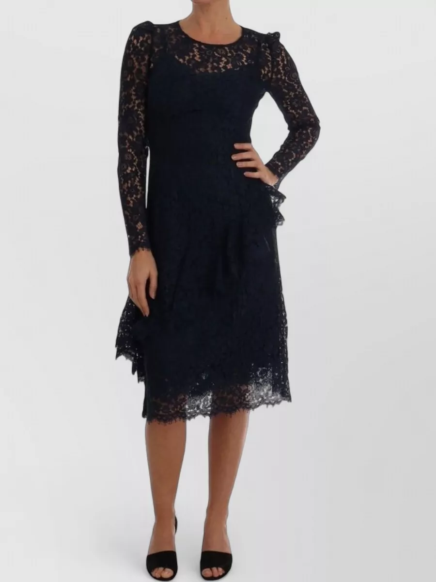 Dolce&Gabbana lace long-sleeve round-neck midi dress