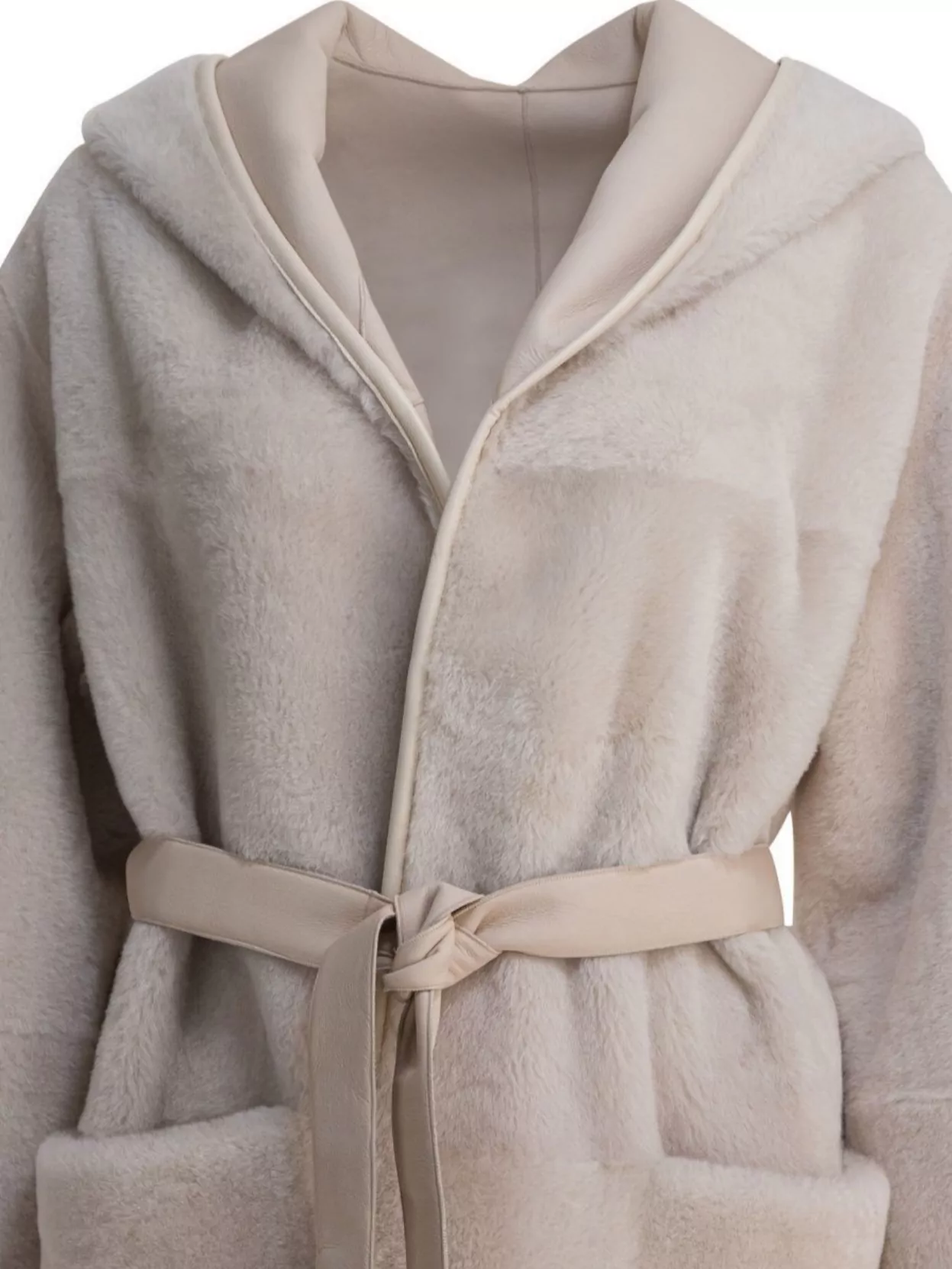 Blancha Hooded Coat With Belted Waist And Pockets