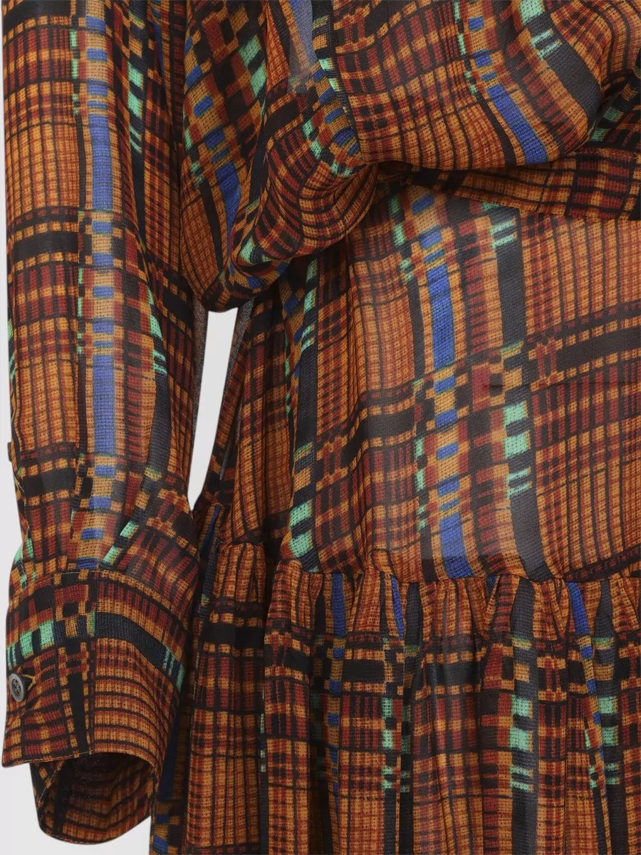 Dries Van Noten Printed Gathered Long-Sleeve Midi Dress