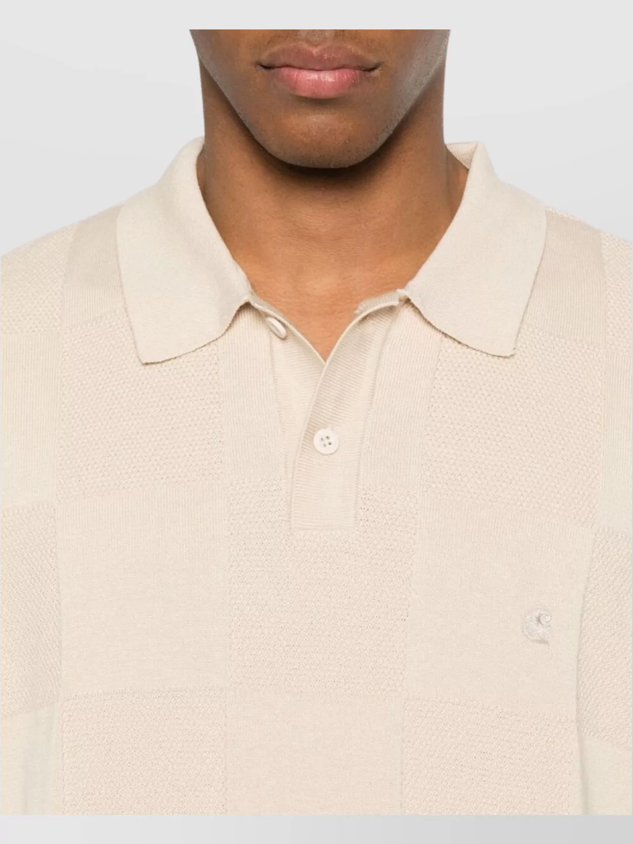 Carhartt Short Sleeve Checker Polo Fleur De Sel In Neutral