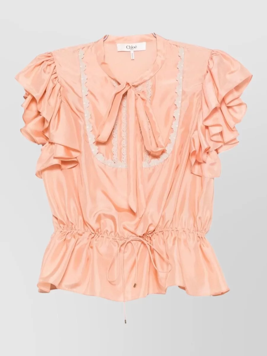 Chloé silk ruffled sleeveless peplum blouse