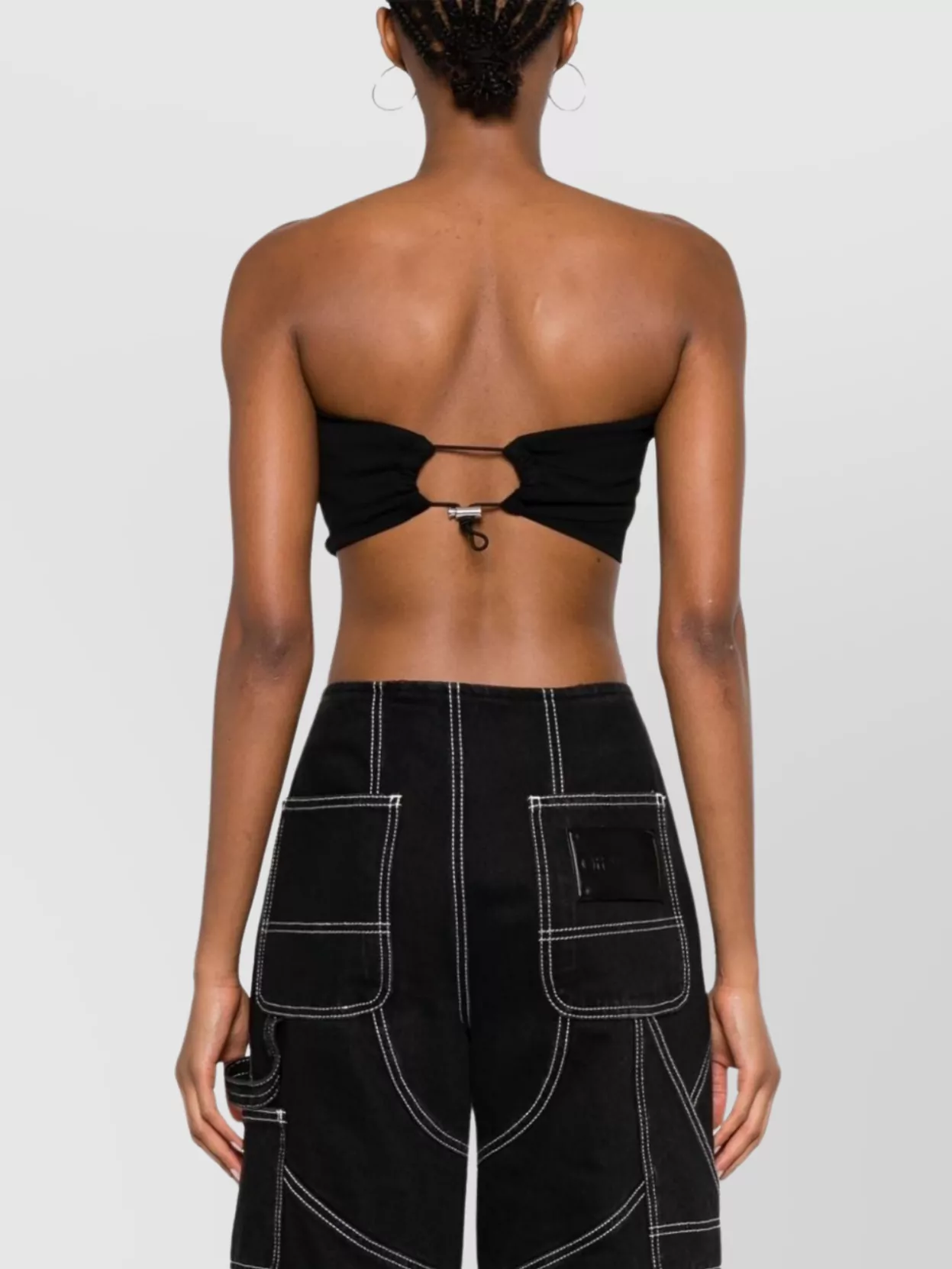 Diesel Cotton Blend Strapless Cropped Top With Metal Detail