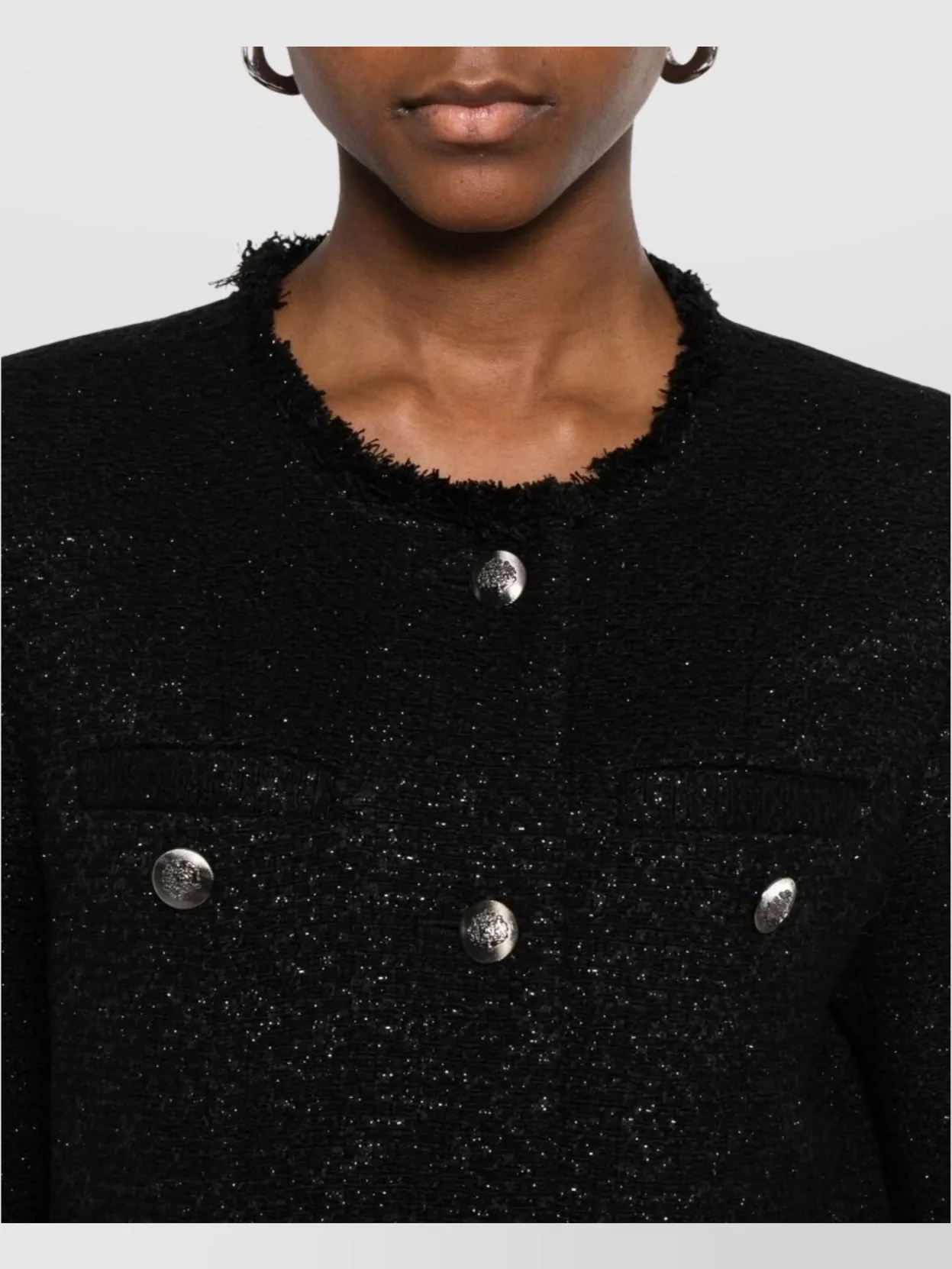 Iro Textured Blazer With Frayed Trim And Pockets
