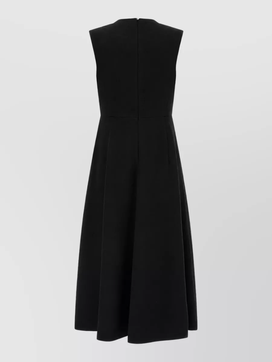 S Max Mara Wool V-Neck Sleeveless Midi Dress