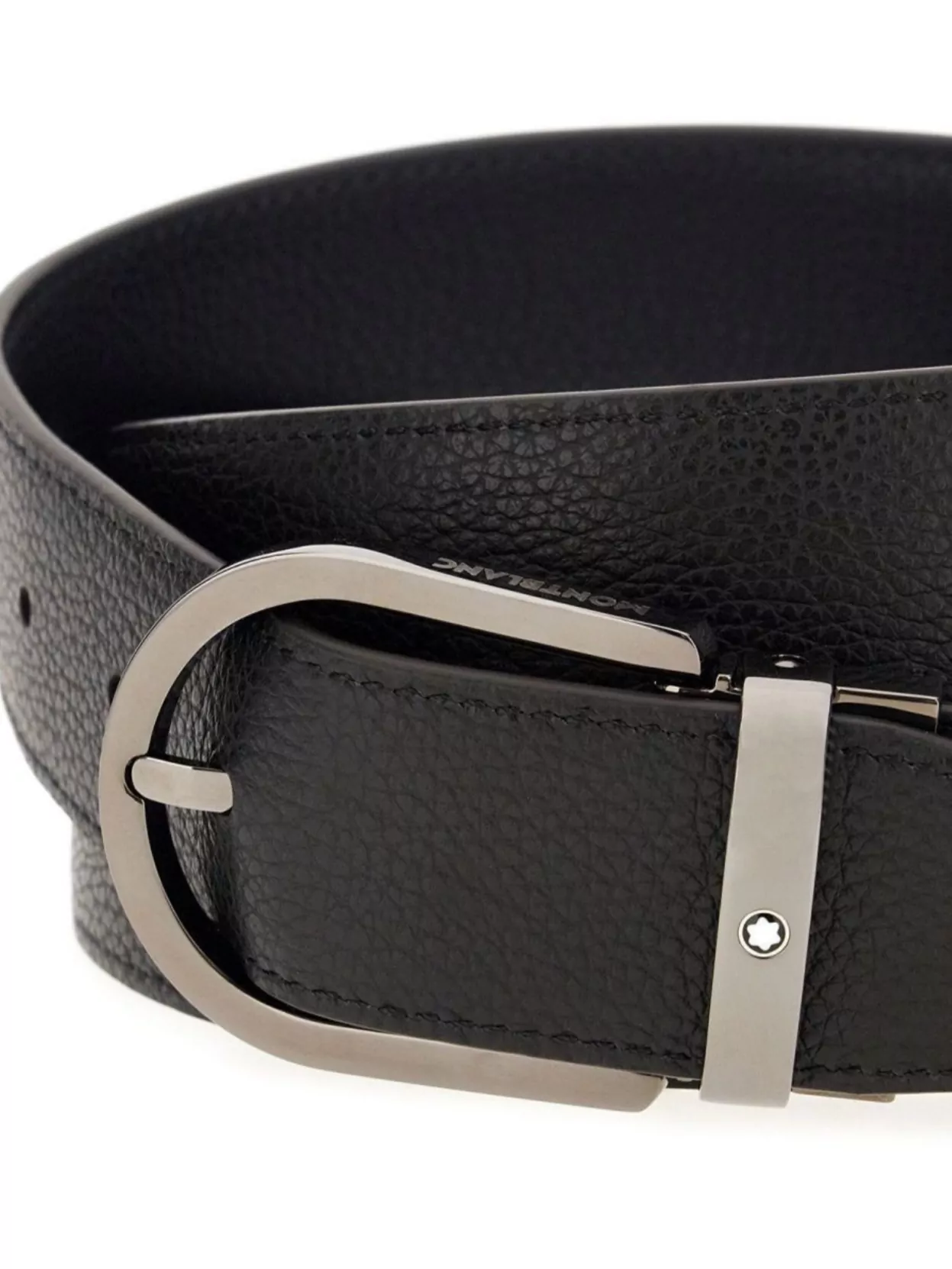 Montblanc Midnight Reversible Leather Belt In Black