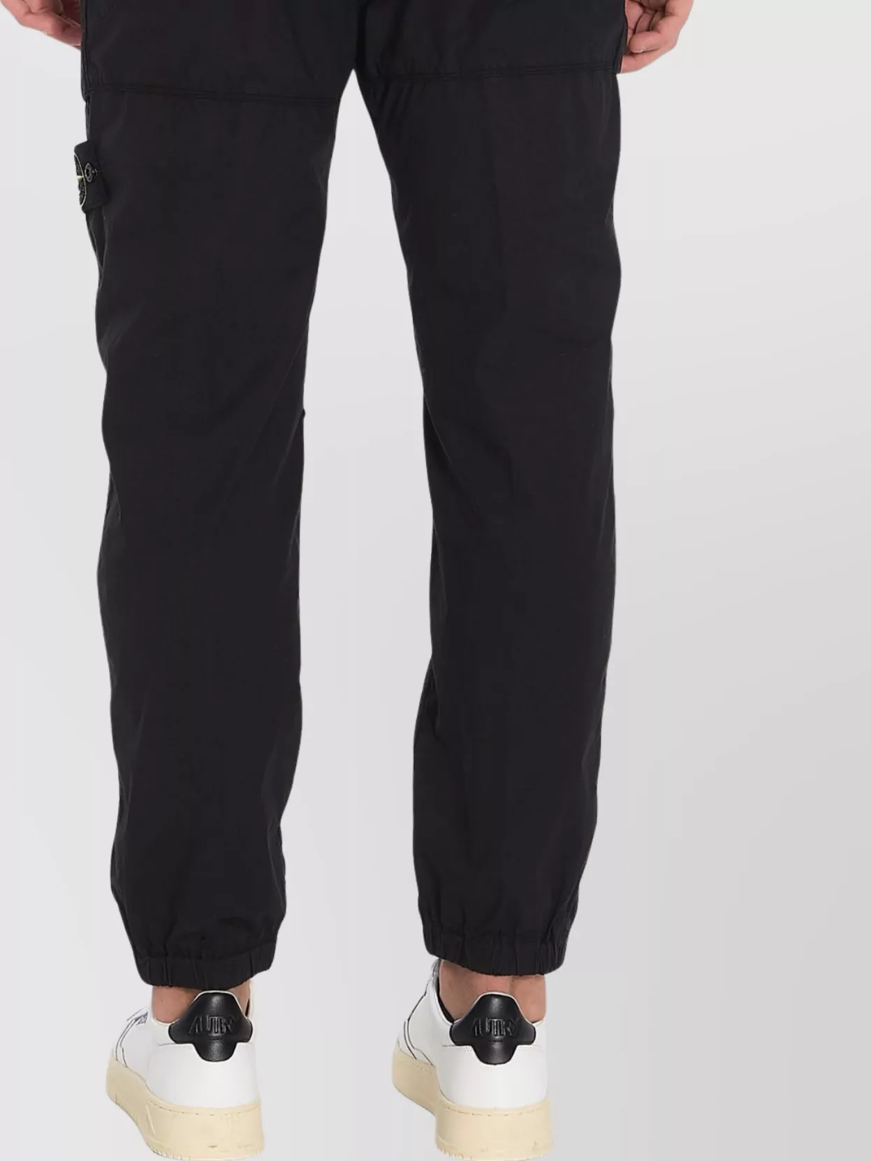 Stone Island Pleated Jogger Trousers In Parachute Fabric In Black