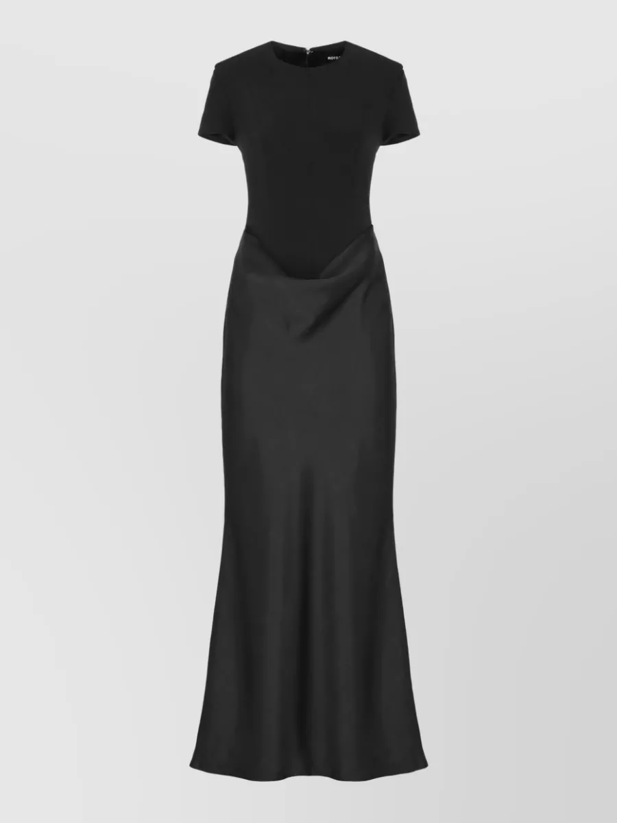 Rotate Draped short-sleeve maxi dress