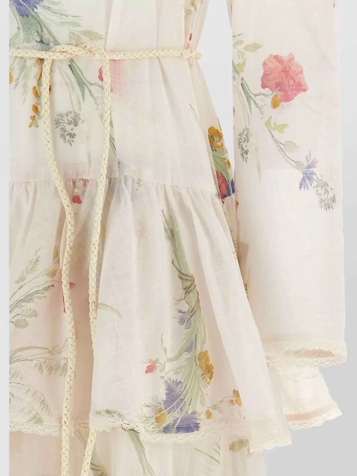 Zimmermann Floral Tiered Maxi Dress With Long Sleeves