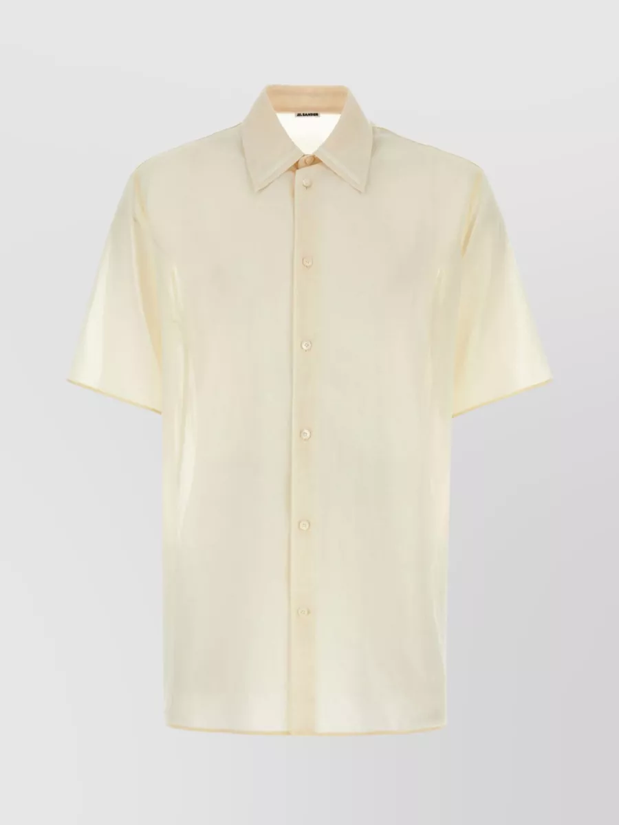 Shop Jil Sander Metal Collar Gauze Shirt In Cream