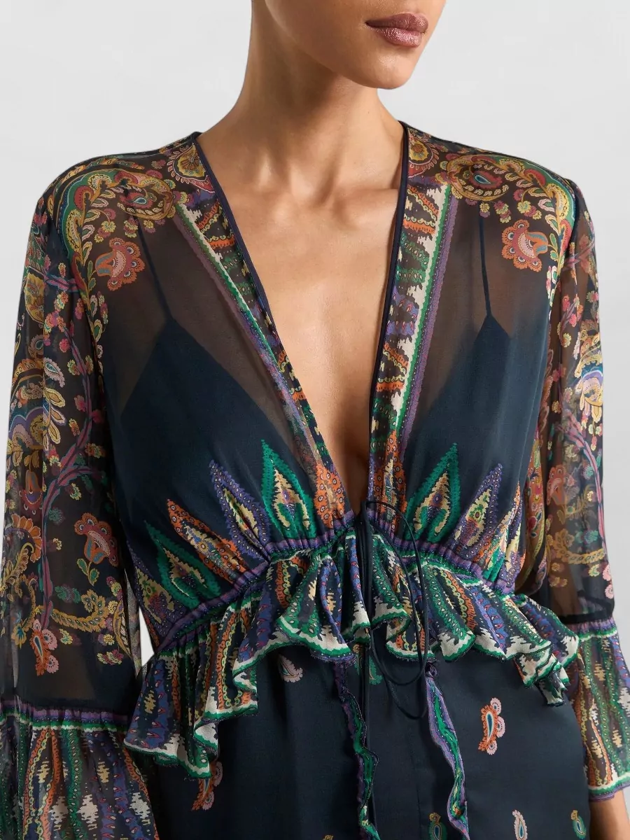 Etro Silk V-Neck Maxi Dress