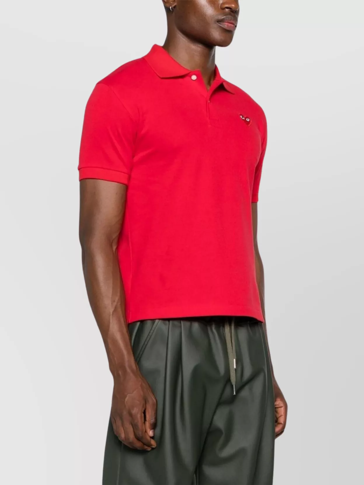 Comme Des Garçons Play Polo Collar Top Short Sleeves In Red