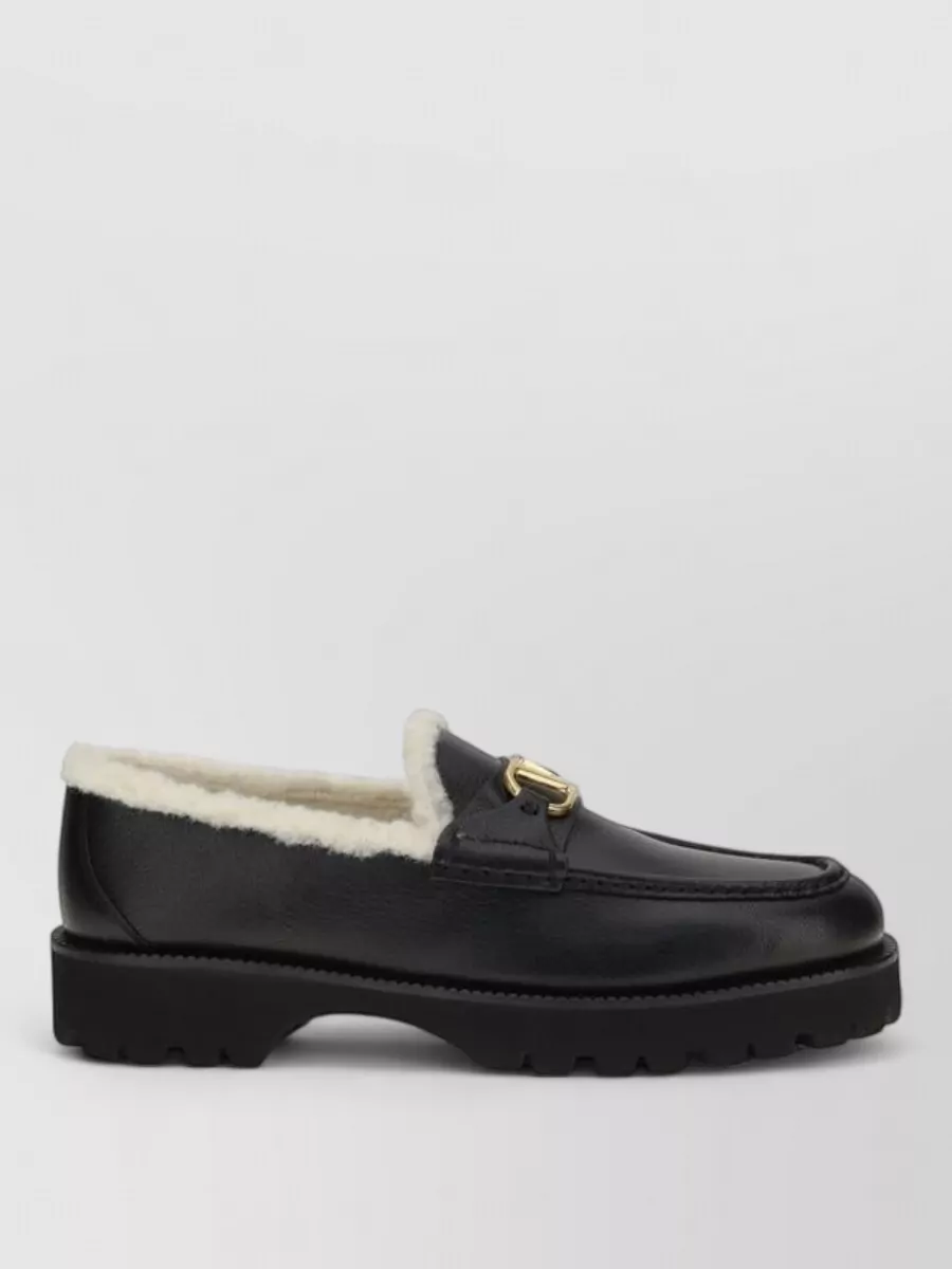 Valentino Garavani Leather Fur Loafers