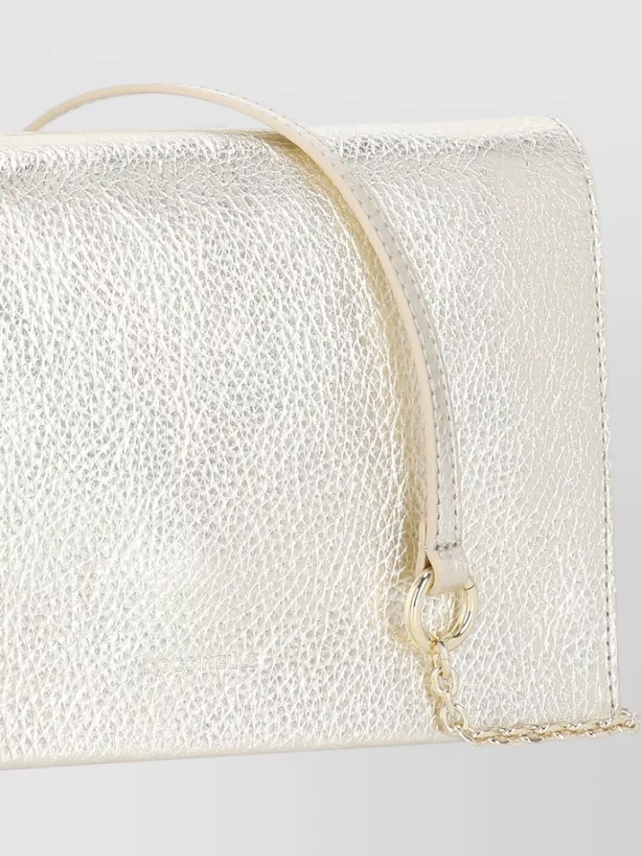 Coccinelle Shoulder Bag Pebbled Leather Chain Strap