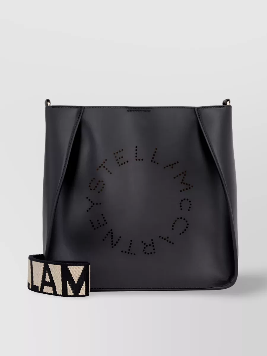 Shop Stella Mccartney Stella Perforated Logo Shoulder Bag In Black